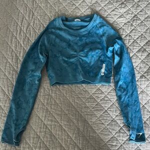 Blue Gymshark Long Sleeve Crop Top